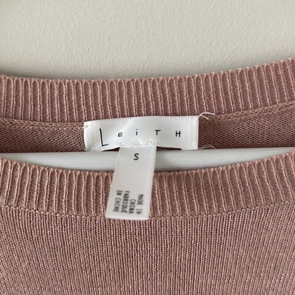 Leith Pink Fluted Bell Long Sleeve Knit Sweater Bell Cotton Wool Blend Small - Picture 6 of 13